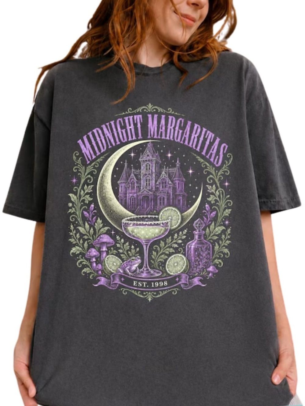Comfort Color Pepper Graphic Tee with Purple and Green Midnight Margaritas